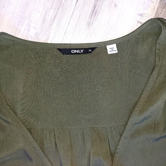 ONLY Wrap Dress Olive 3/4 length sleeve Size 36 - Picture 3 of 5